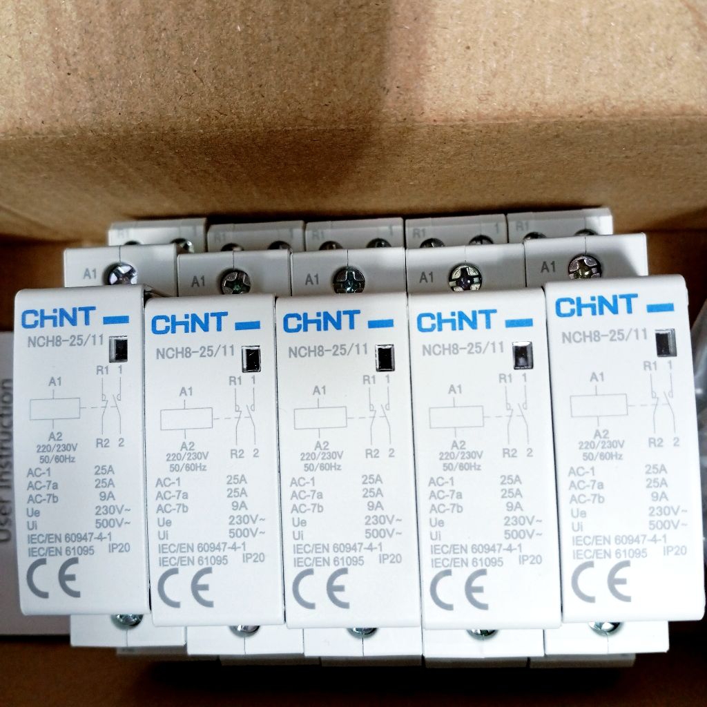 Chint DIN ICT Kontaktor Contactor 1Phase 25A 1No+1NC NCH8-25/11 230V Chint Electric