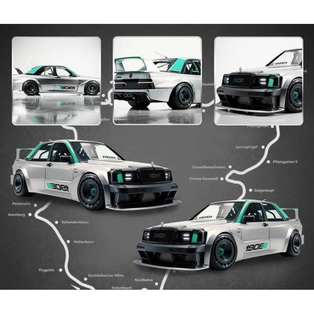 RHINO MODEL MERCEDES 190E W201 EVO II SILVER