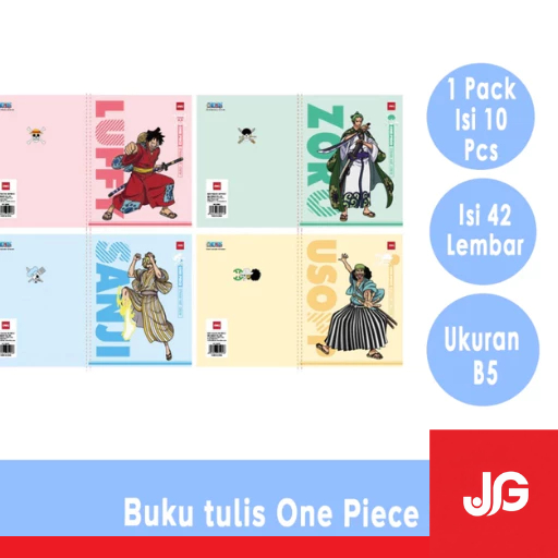 DELI BUKU TULIS SEKOLAH B5 42-LEMBAR 1PAK MOTIF ONE PIECE 9 / BUKU TULIS DELI 1 PAK BUKU TULIS BOXY 