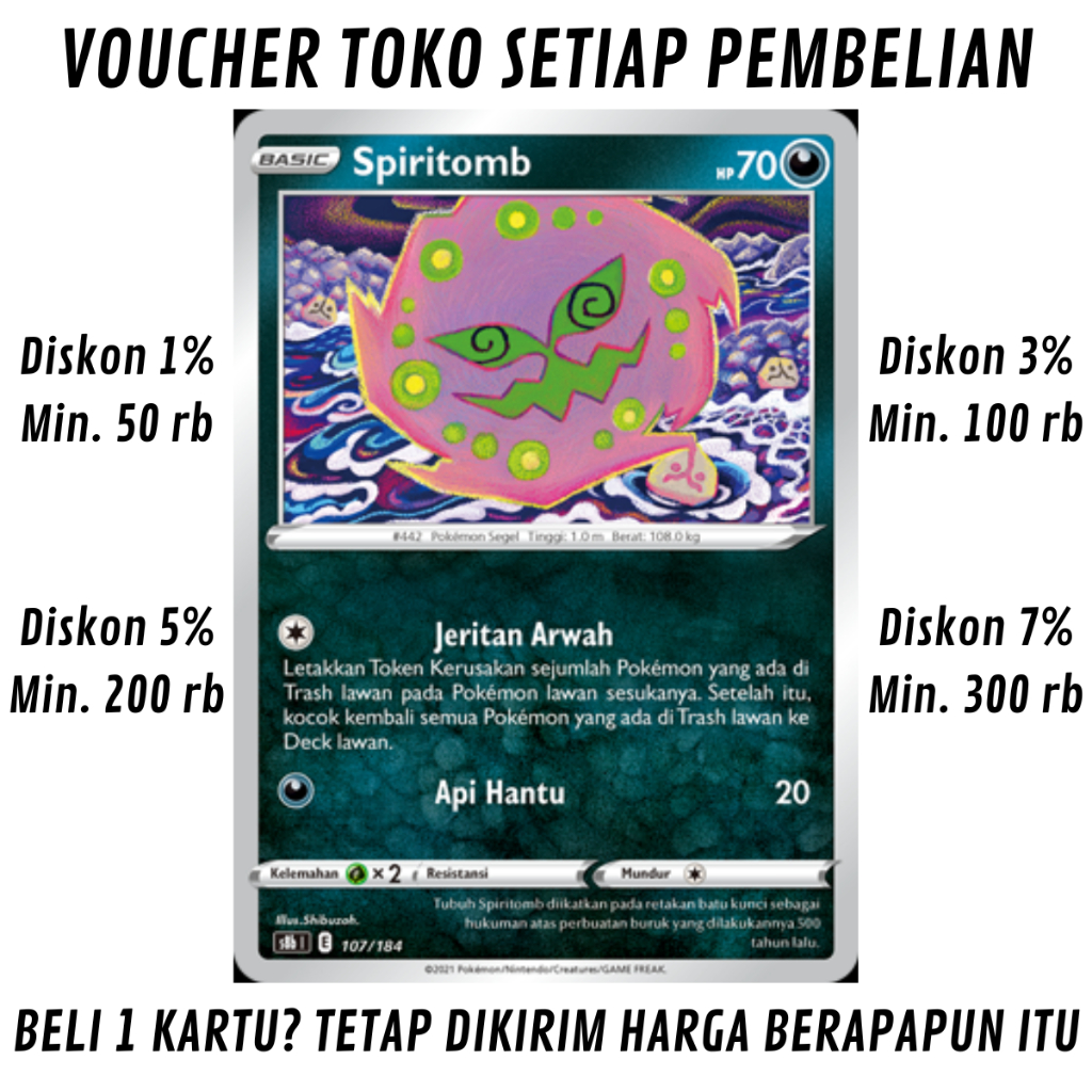 [276] Kartu Pokémon TCG Bahasa Indonesia KONDISI NM (NEAR MINT) Spiritomb High Class Booster Pack VM