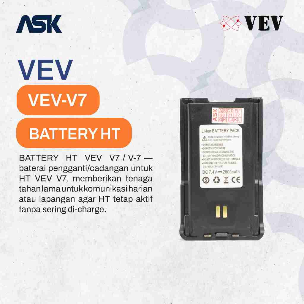 Battery Handy Talky V7 VEV / Baterai HT V-7 VEV