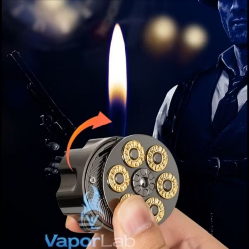korek api lucu unik model putaran magazin pistol revolver gas lighter murah
