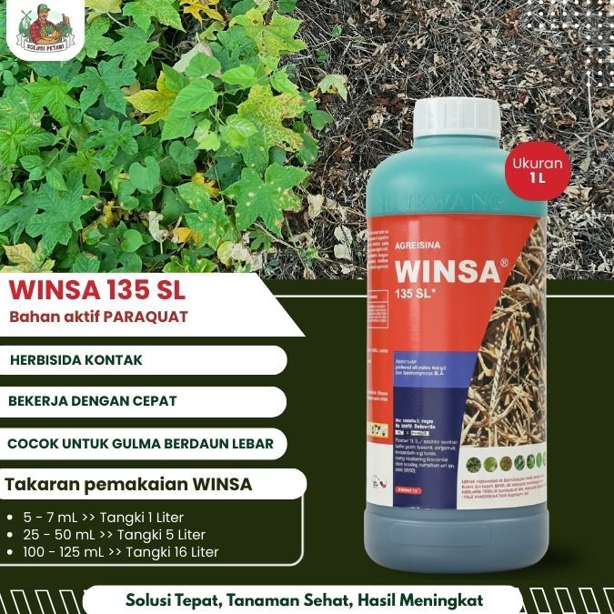 Obat Rumput Winsa 1Ltr Herbisida Pembasmi Aneka Macam Gulma Rumput Liar / Tanaman Liar, Obat Hama
