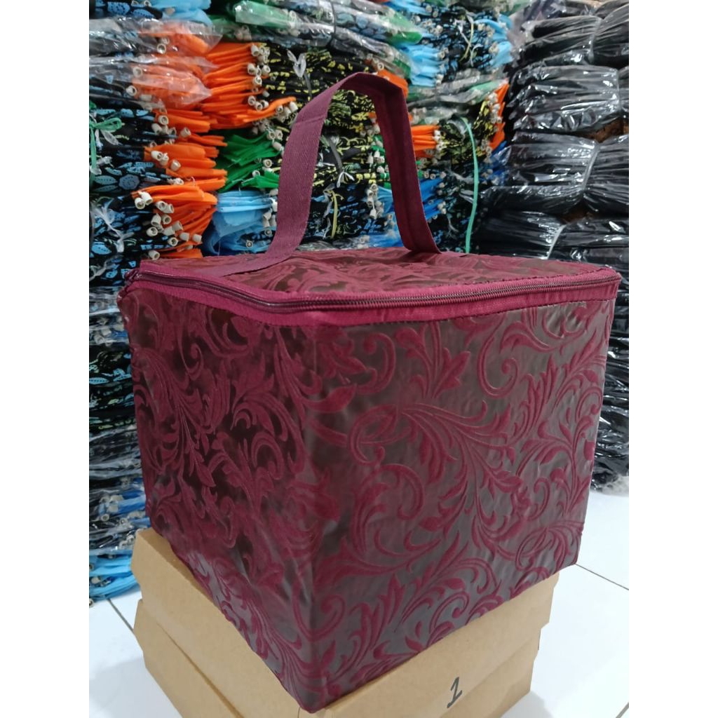 12pcs Tas hajatan Embos kubus Resleting uk.22x22x20PxLxT