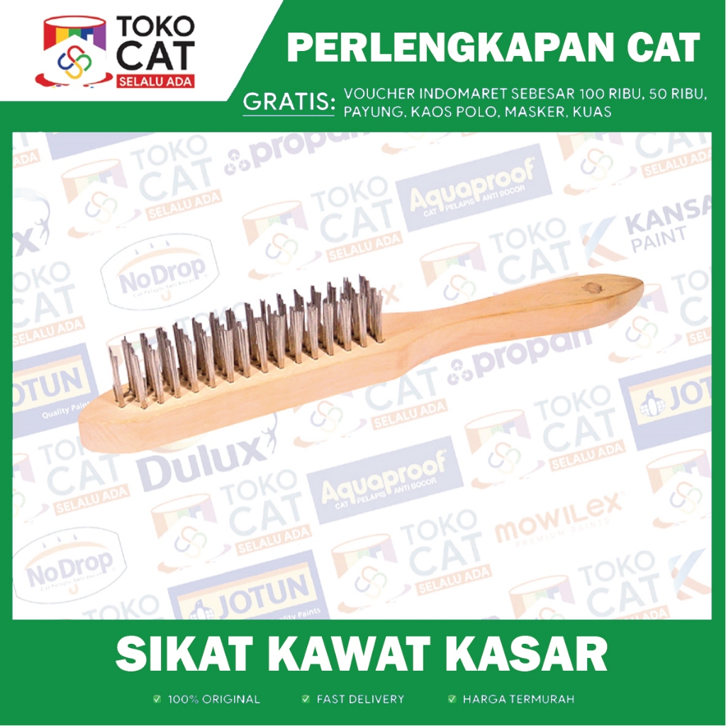 Sikat Kawat Kuningan 8 Baris | Sikat Besi KASAR Gagang Kayu | Wire Brush