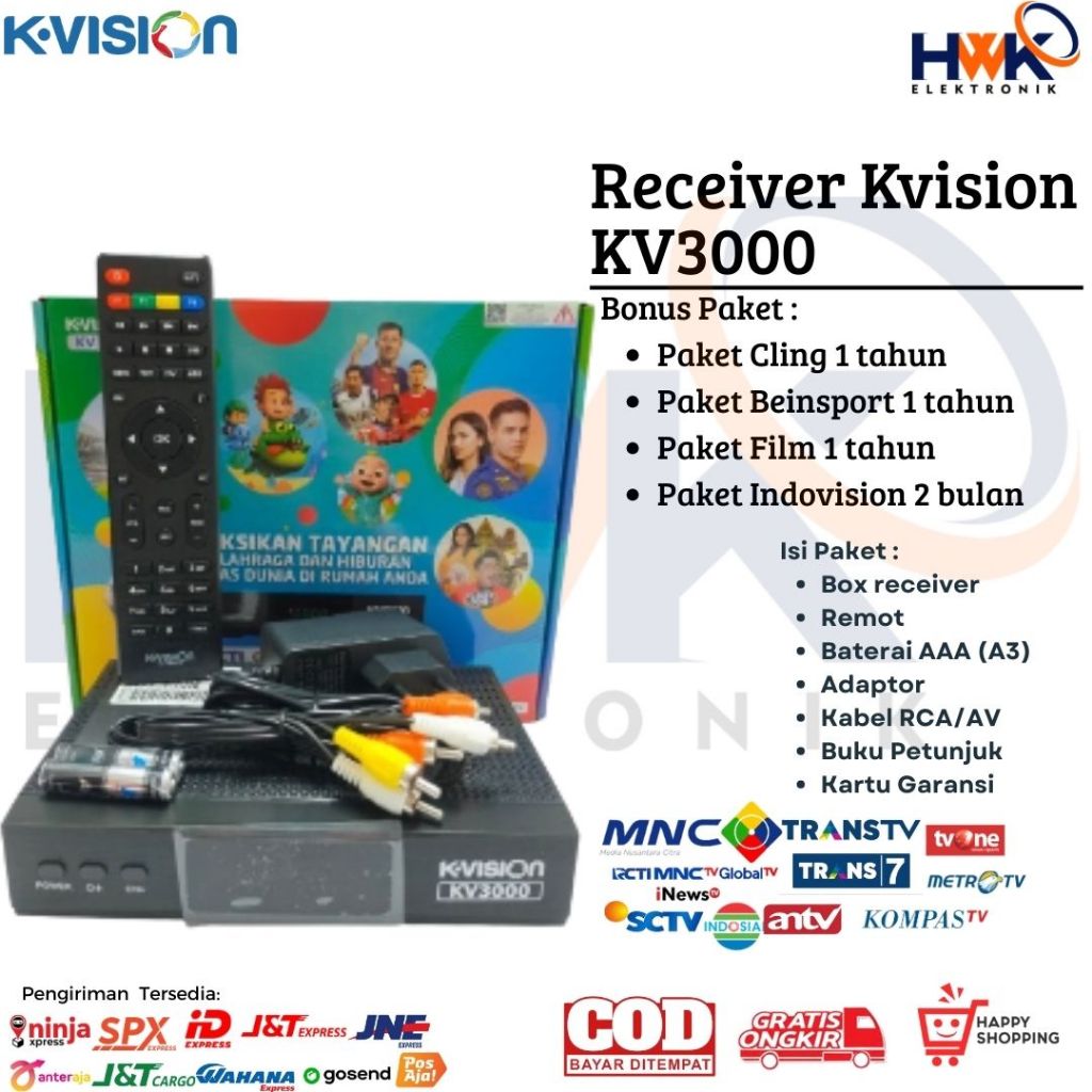 Receiver parabola K-Vision KV3000 gratis MNC group 1 Tahun Terbaru Bonus Banyak Paket