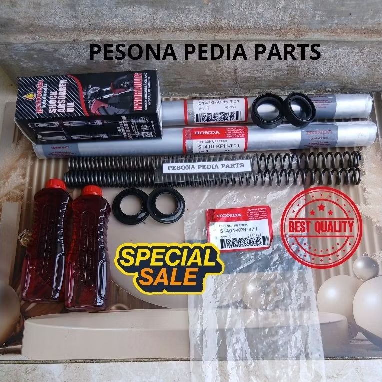 As shock depan KPH + Seal Shock + Seal Tutup + Per Shock + Oli Shock Kharisma Supra x 125 Supra X 12