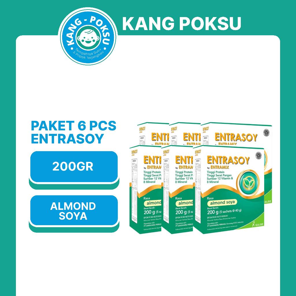 ENTRASOY PAKET 6 PCS ALMOND SOYA 200GR SUSU NUTRISI DEWASA KPS SSKD