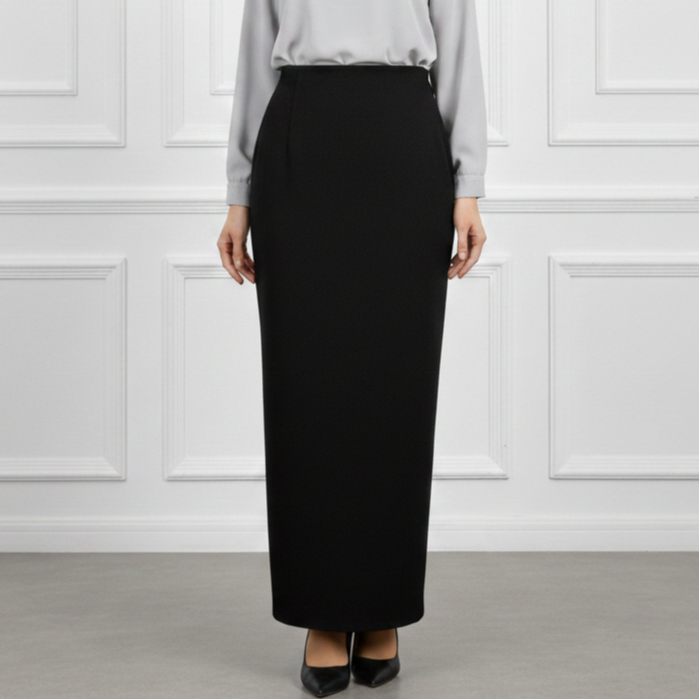 ROK SPAN REMPEL PANJANG ANTI KUSUT SPAN POLOS BAHAN SEMI WOL ROK SPAN KERJA KANTOR