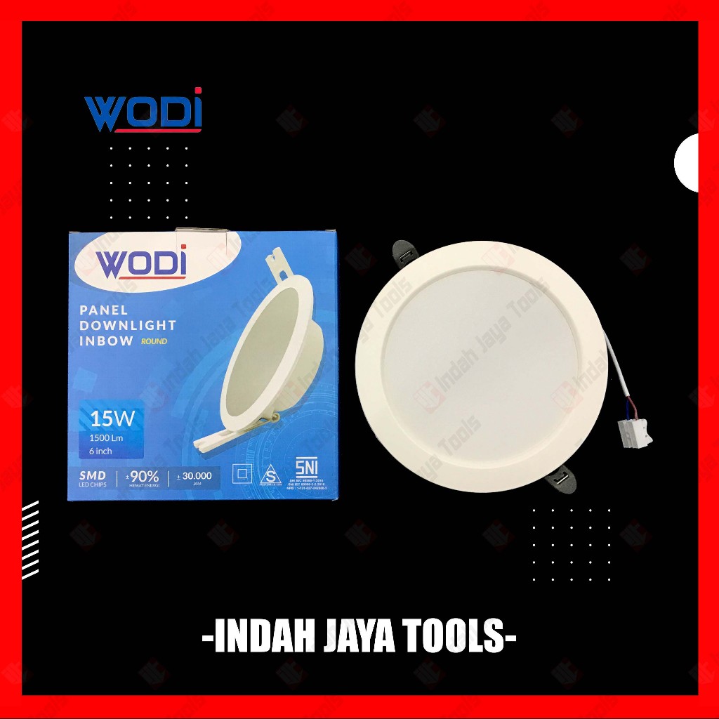 WODI Lampu LED Panel Downlight 6 Inch Inbow Round 15 Watt 6500K 4000K - Cahaya Putih White Kekuninga