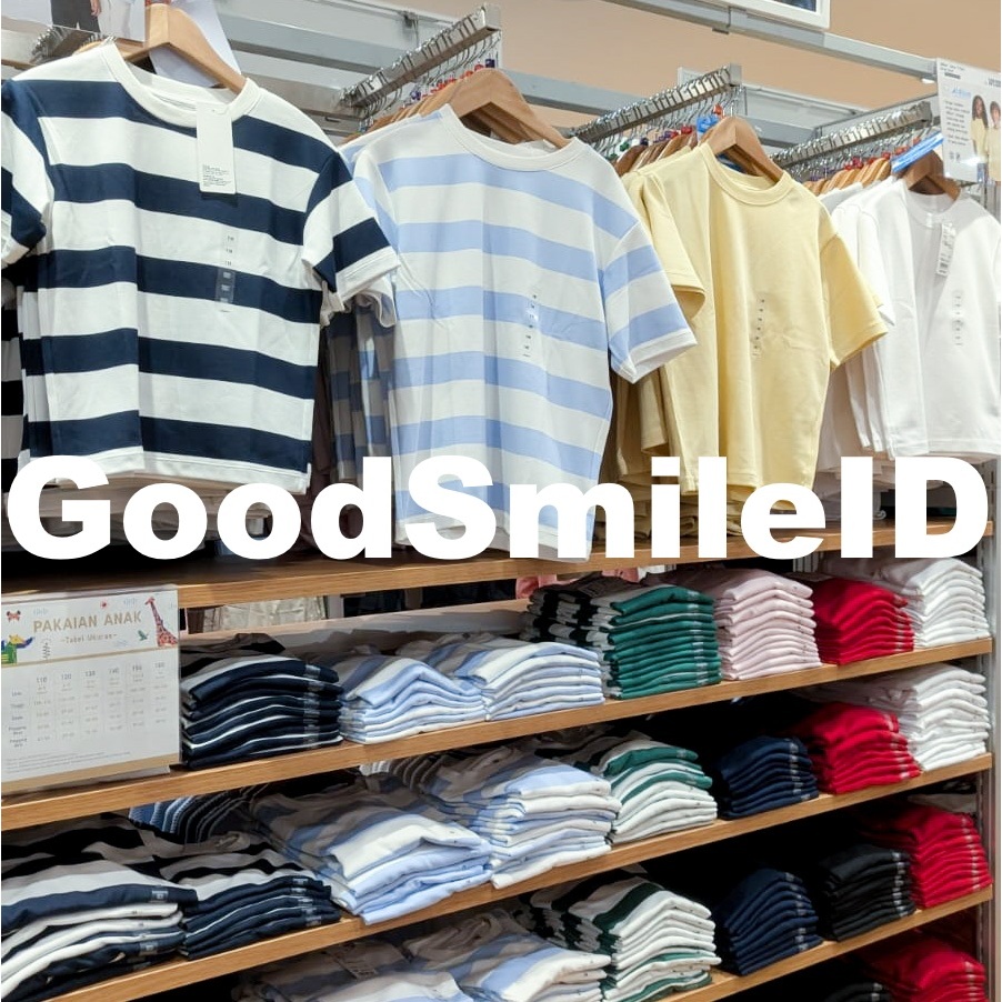 SALE KIDS AIRism Katun T-Shirt Garis Crew Neck Stripe Striped Shirt Short Sleeve Kaos Kerah Bulat An