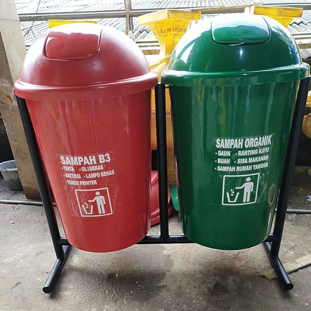 tempat sampah 2 pilah kapasitas 80 litter, tempat sampah 2in1,tempat sampah gantung, tempat sampah o