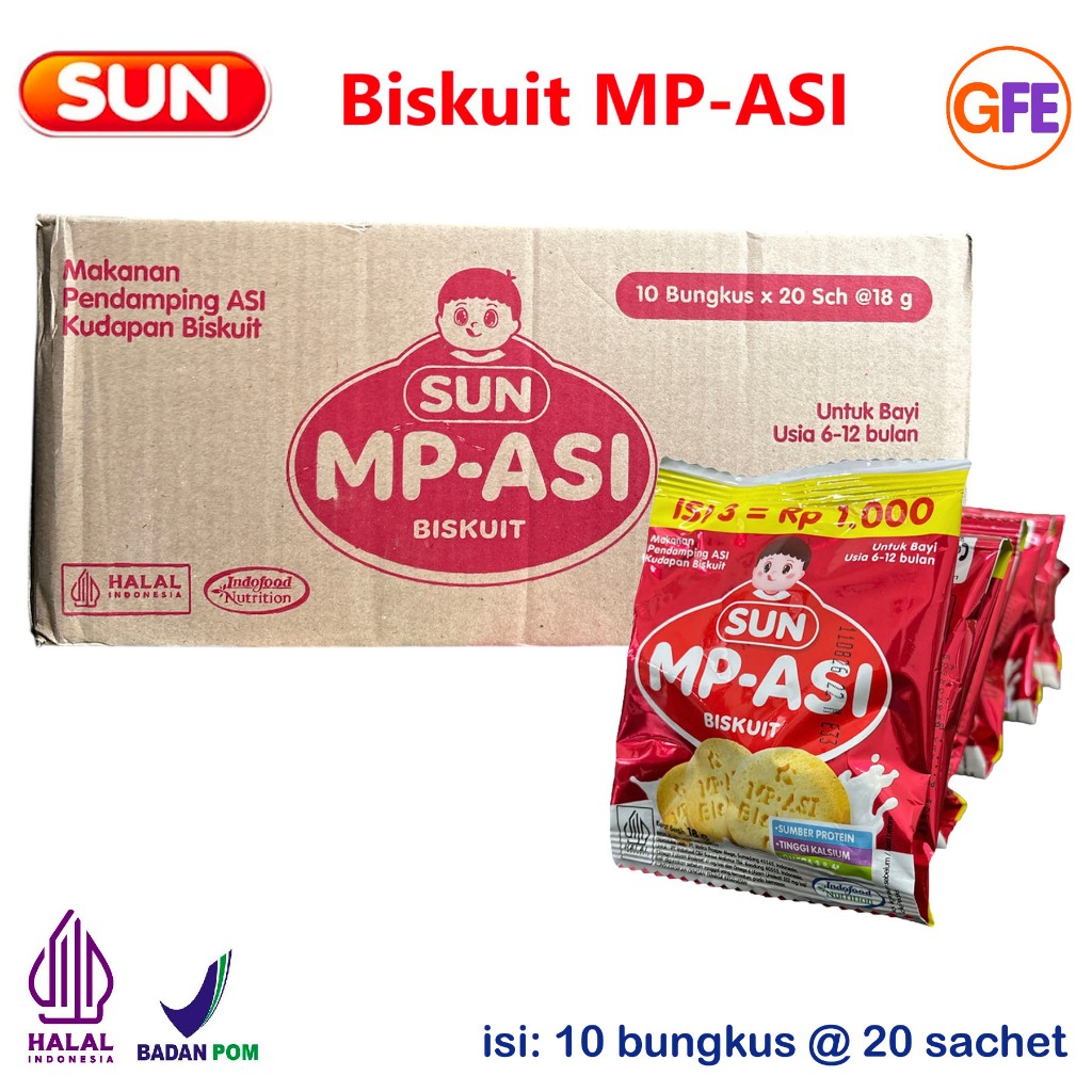 SUN Biskuit MP-ASI MPASI Bayi Baby Biscuit Karton Kardus isi 20 Renceng / 200 Sachet