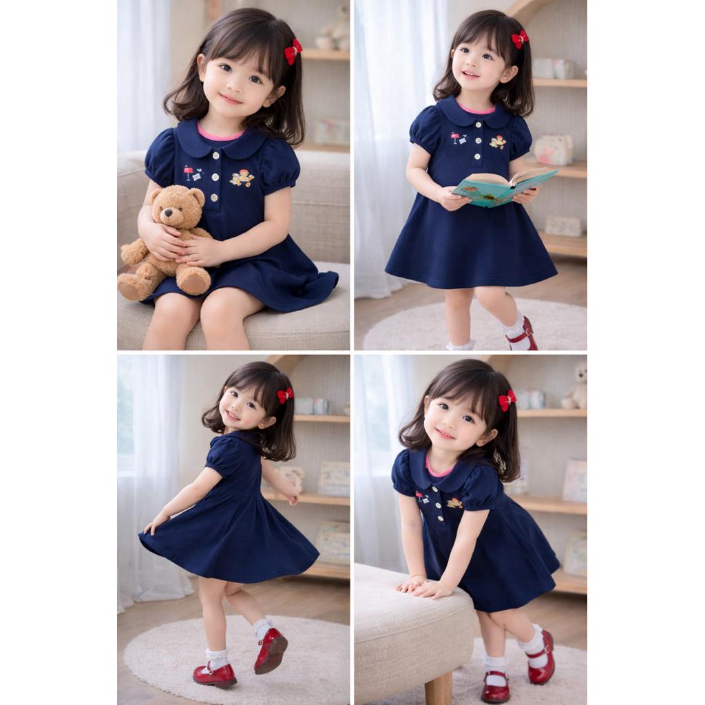 BEARY POLO DRESS || POLO DRESS ANAK PEREMPUAN || BLUE DRESS|| BAJU ANAK || ANAK PEREMPUAN || BAJU AN