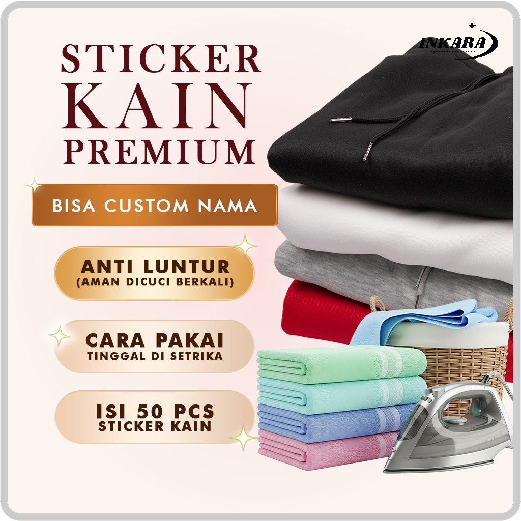 Sticker Label Nama Kain Baju Isi 50Pcs Stiker Kain Label Nama Baju Anak