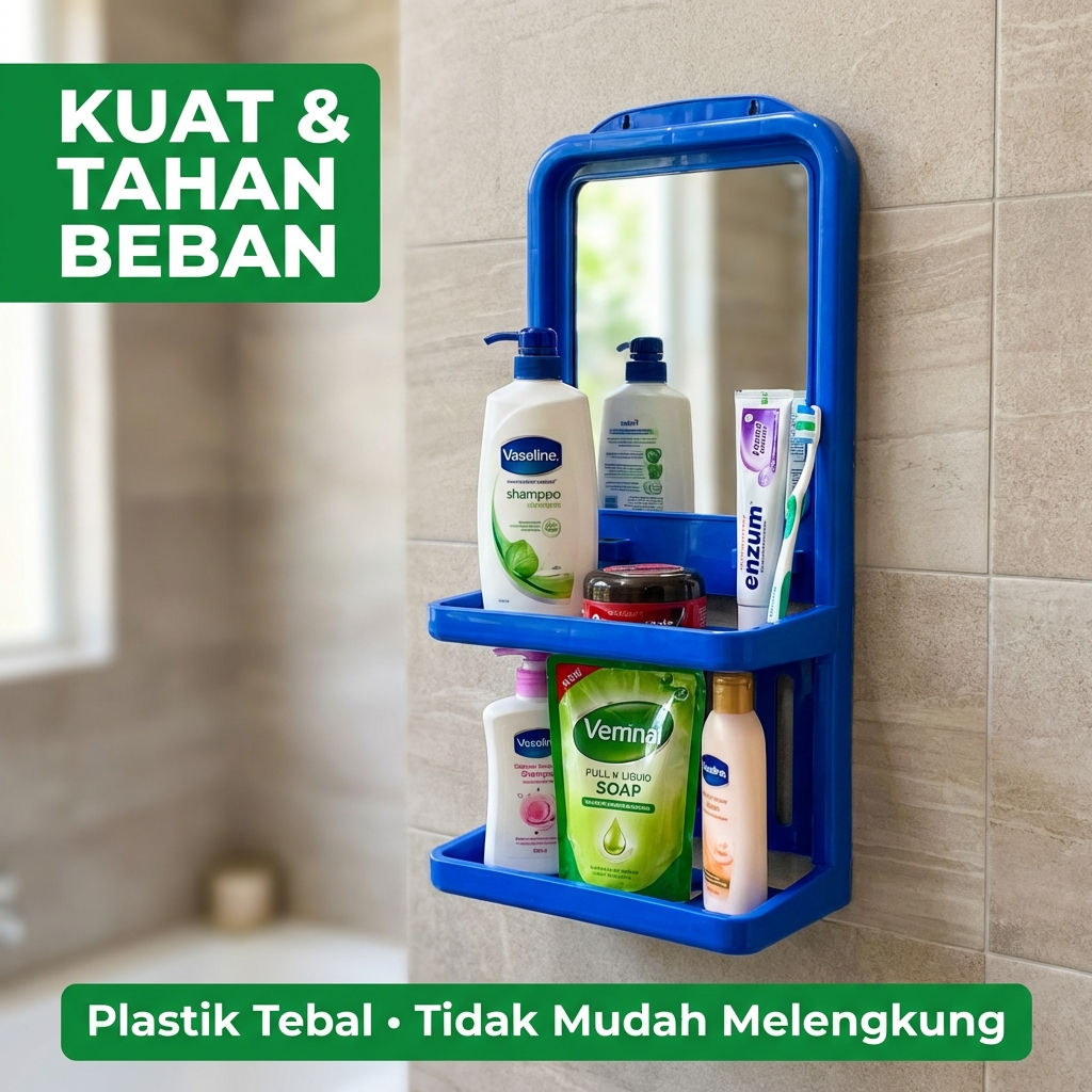 BEST SALE Rak Kamar Mandi Dinding Sabun Tempel Kosmetik Make Up Kaca Gantung Tempat Sabun Kaca