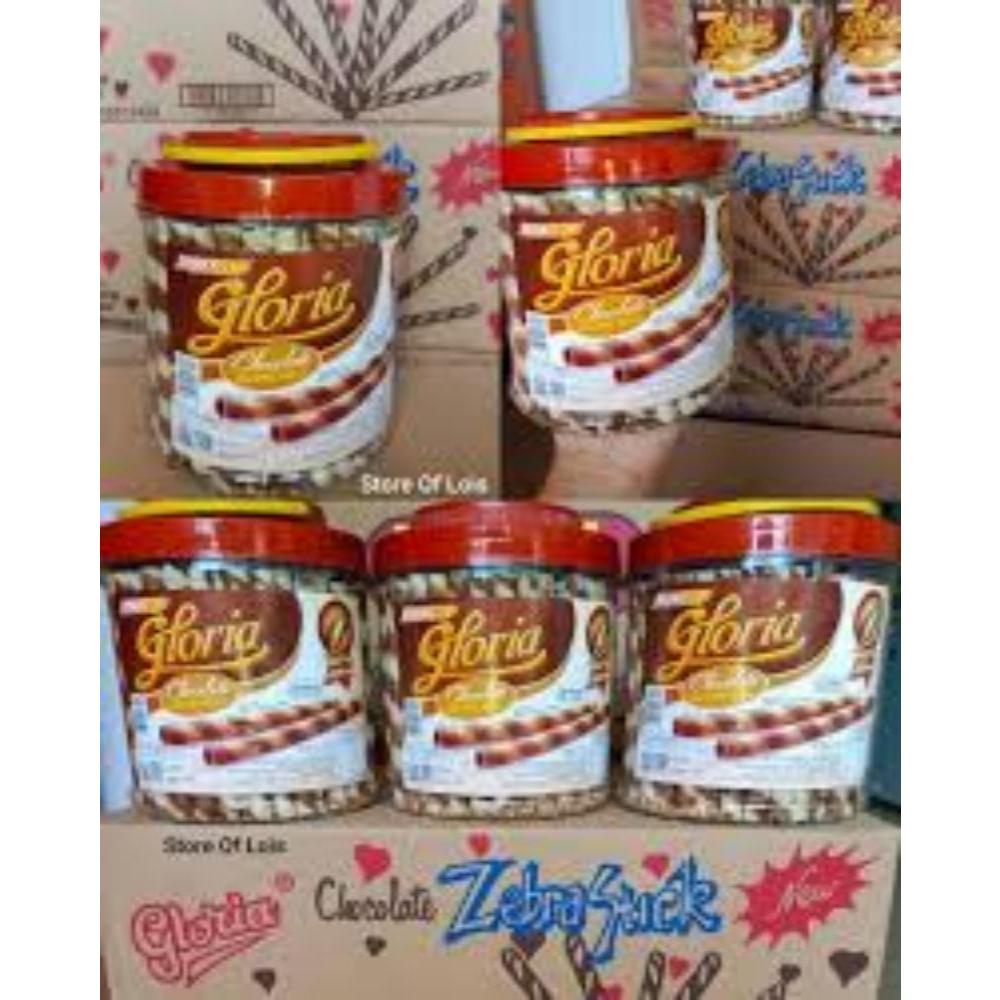 BISKUIT LEBARAN ENAK BISKITOP Gloria Wafer Stick Zebra 500GR - Coklat Roll Astor  Kaleng Plastik