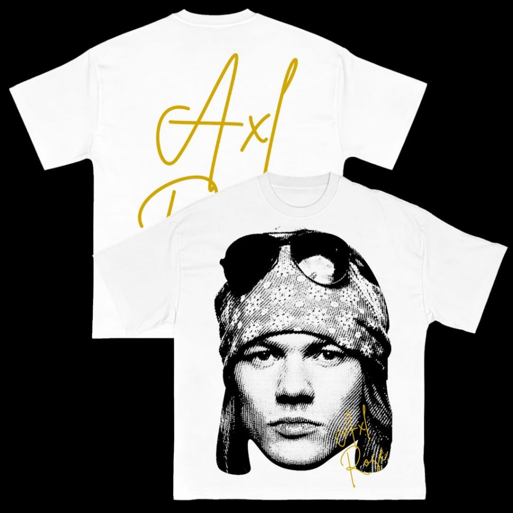 Psycho Crucify "Axl Rose" A2 Print Series Oversized T-Shirt | White | Kaos Oversize | Vintage | Atas
