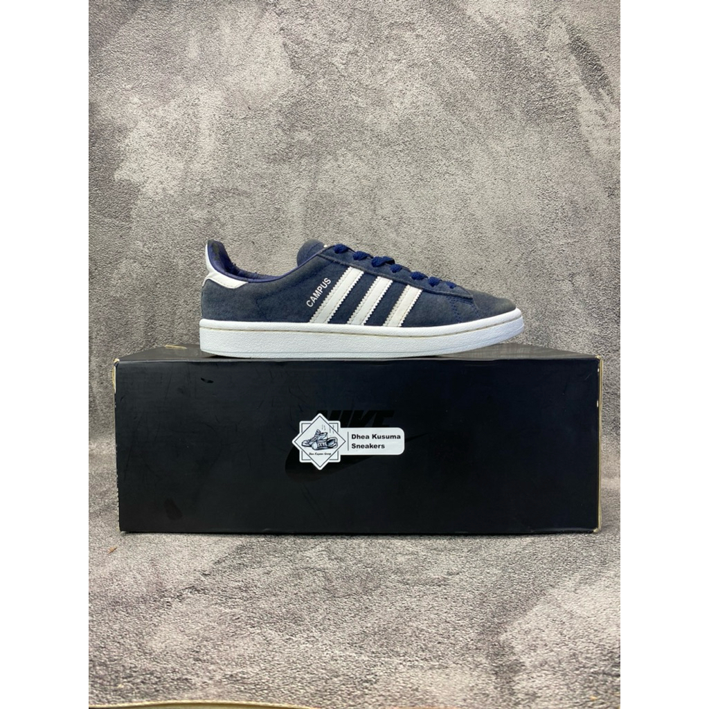 Sepatu Second Adidas Campus Dark BLUE Chalk White  Size 37 1/3  Original Guarantee 100%