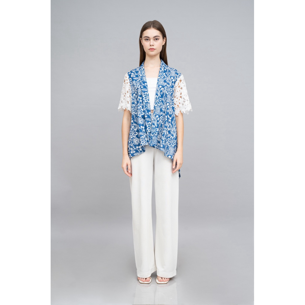 Outer batik cap kombinasi lengan brokat