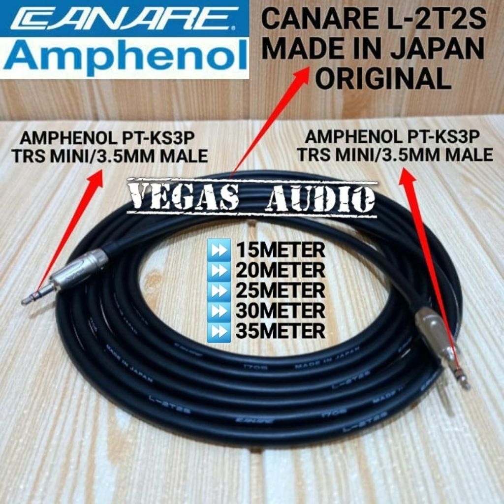 KABEL AUDIO CANARE ORIGINAL JACK AMPHENOL AUX 3.5MM MALE STEREO TO AUX 3.5MM MALE STEREO 15METER-35M