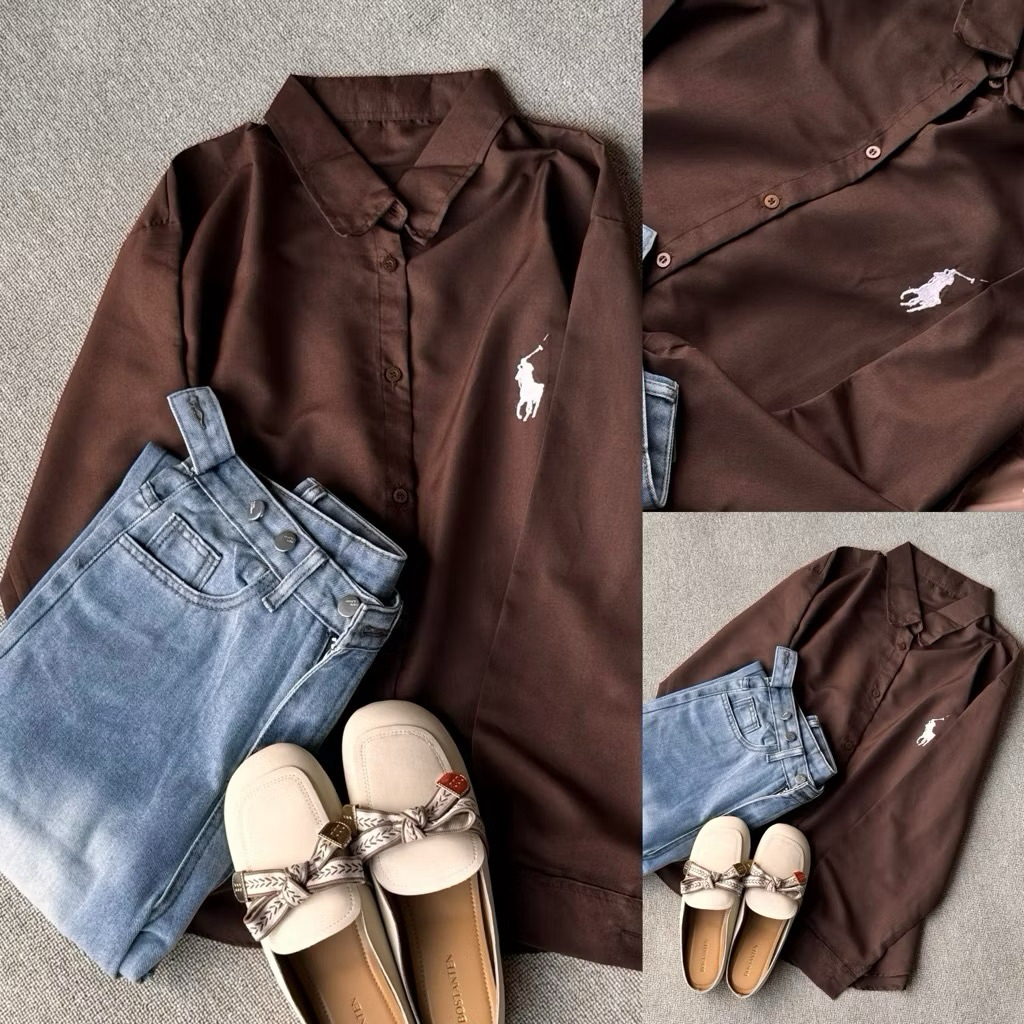 KEMEJA POLO / KEMEJA BORDIR POLO / KEMEJA MOTIF POLO / KEMEJA MOTIF ELEGANT / KEMEJA WANITA BORDIR /