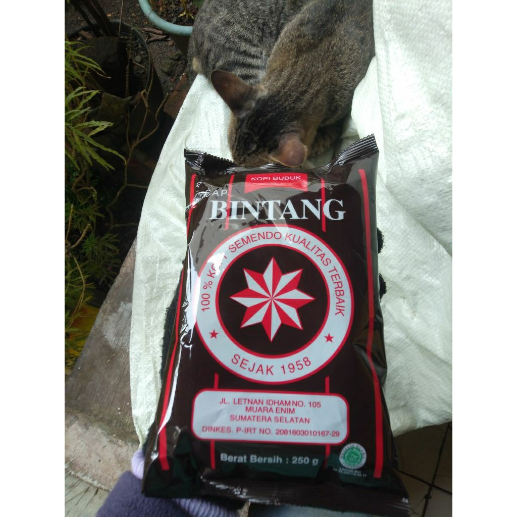 Kopi Hitam Robusta Bubuk Cap Bintang Asli Semendo Kemasan 250 Gram Halal Untuk Takaran 40 Gelas