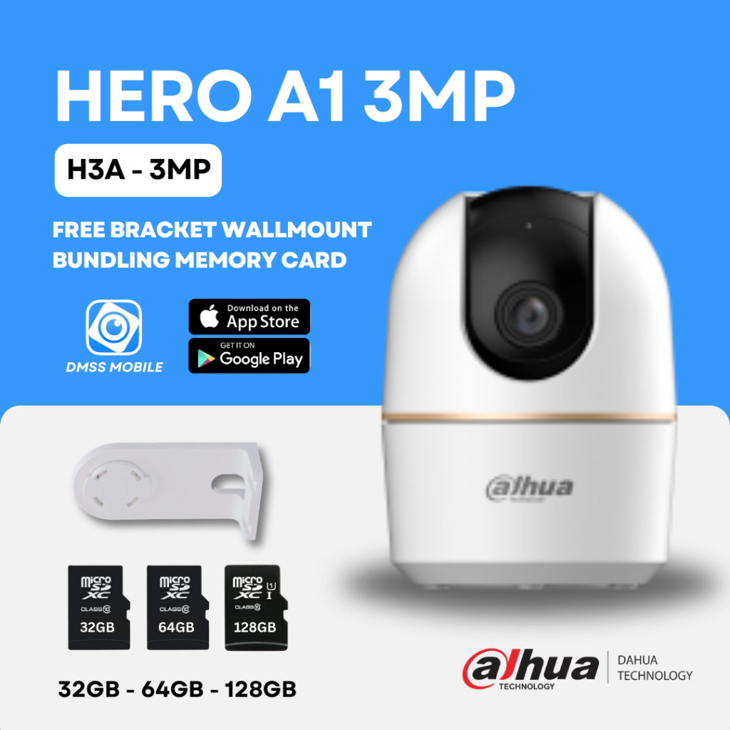 DAHUA HERO A1 3MP H3A MEMORI 32GB/64GB/128GB WIFI CAM INDOOR BABYCAM IPCAM CCTV - ORIGINAL DAHUA