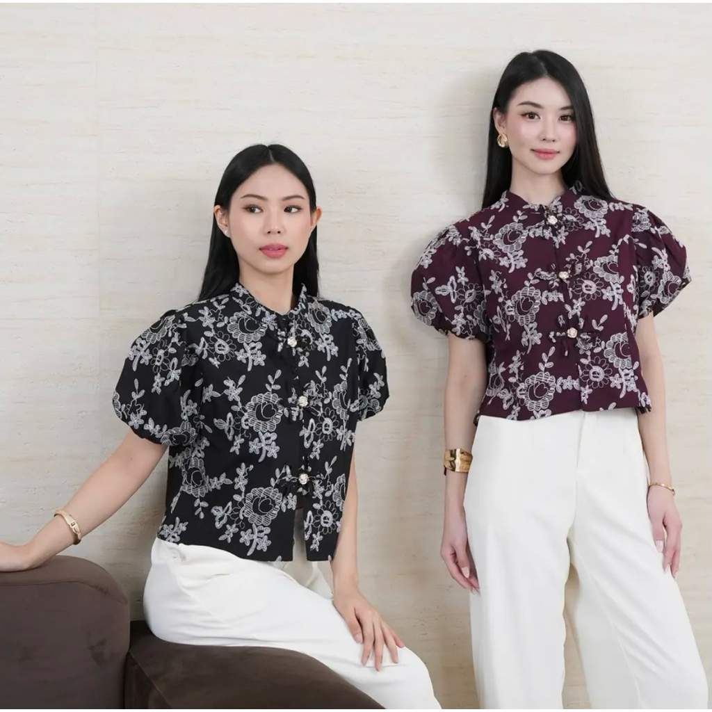 SYULI - TOP KATUN BORDIR | ATASAN WANITA KATUN BORDIR | ATASAN CHONGSHAM