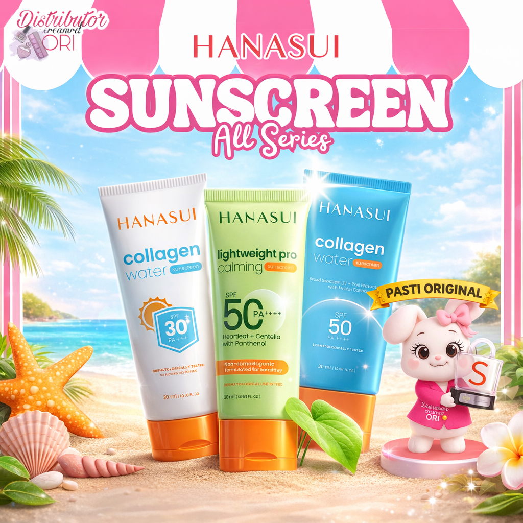 Hanasui Collagen Water Sunscreen | All Series | Spf 50 Biru | Spf 50 Hijau | Spf 30 Putih | Distribu