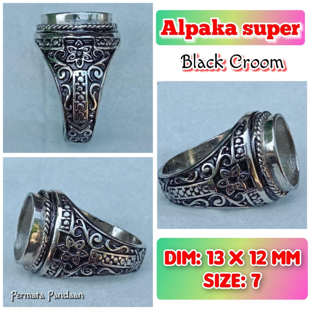 Emban batu akik Alpaka super full ukir Full.02