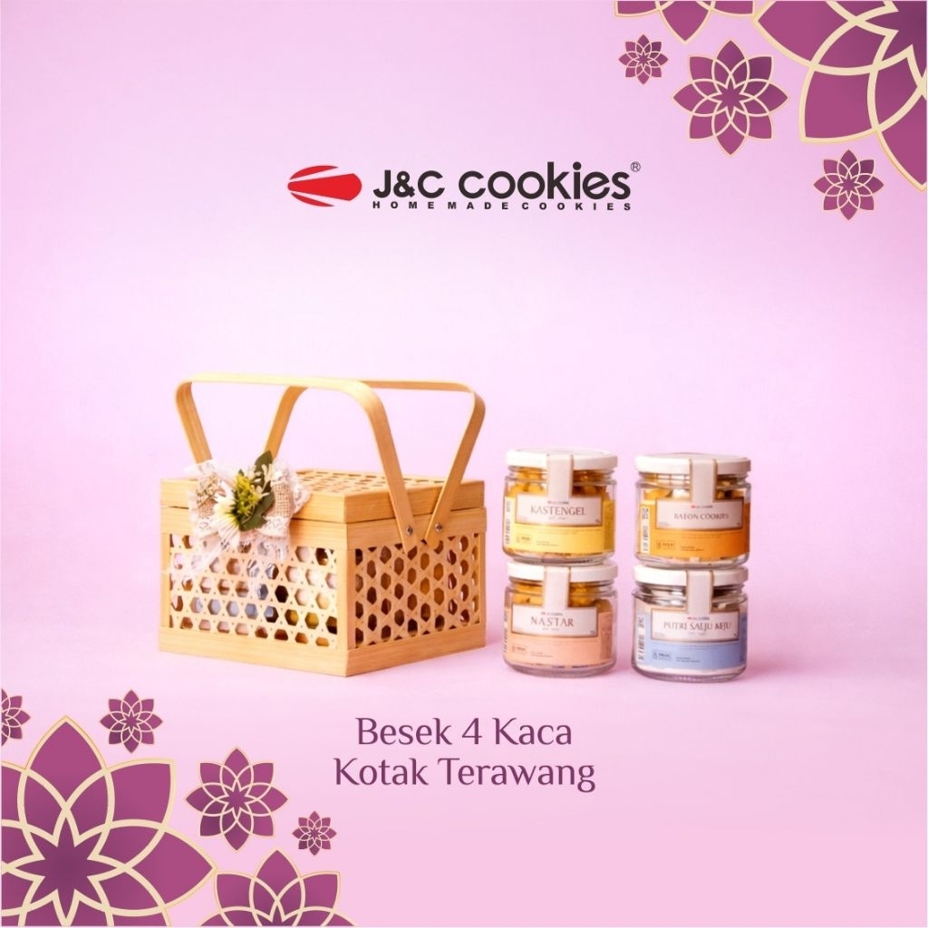 Hampers Besek 4 Kaca Terawang Kue Kering J&C Cookies