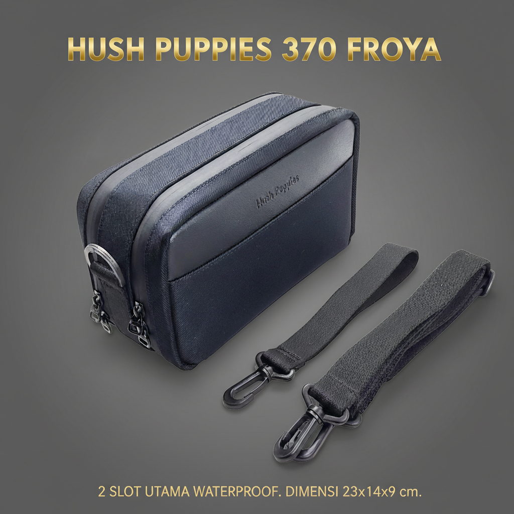 TAS PRIA HUSH PUPPIES 370 FROYA HITAM PREMIUM WATERPROOF | TAS SELEMPANG PRIA | HANDBAG COWOK