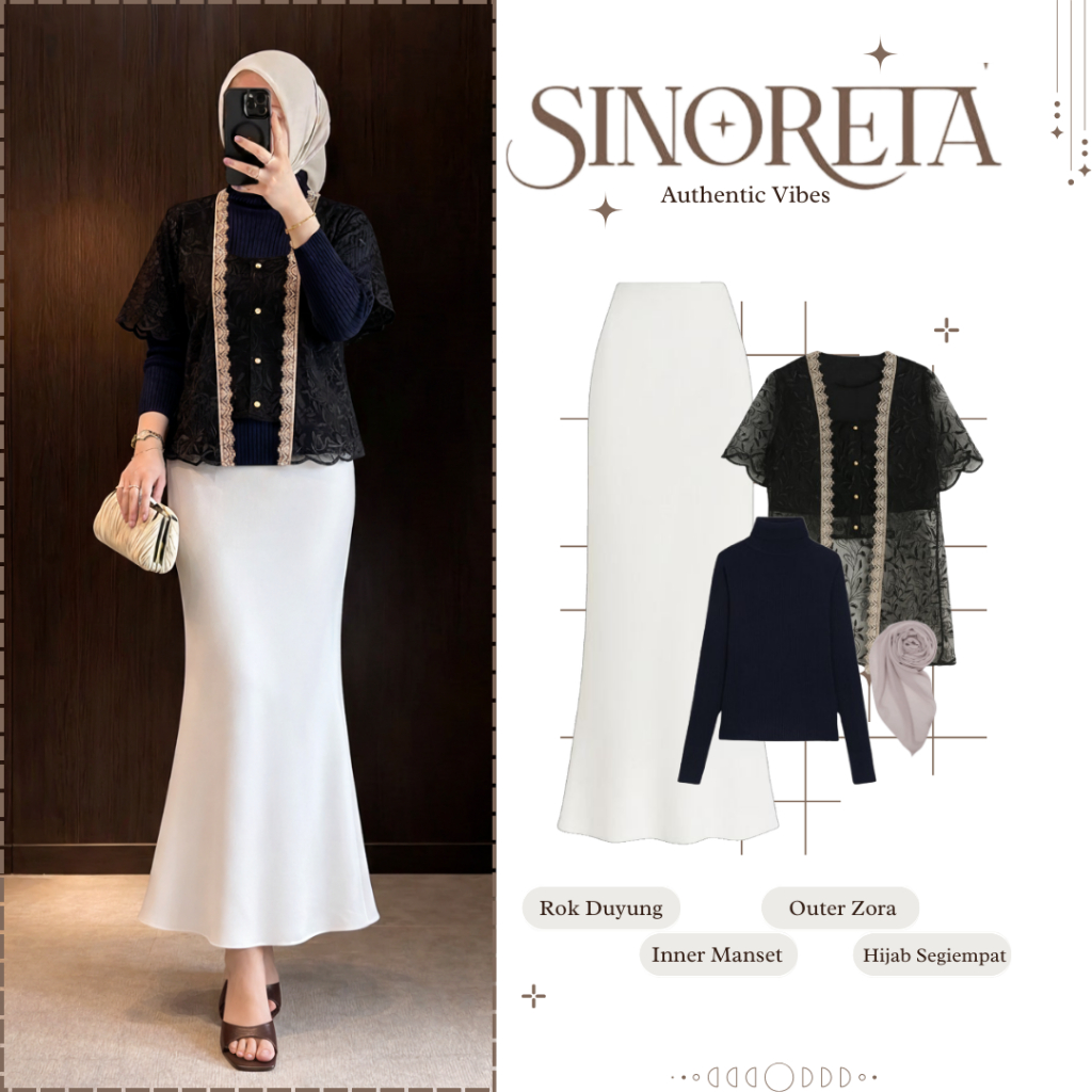 One set Kondangan dan Lebaran Terbaru || Atasan Outer Zora + Inner Manset + Bawahan Rok Duyung + Hij