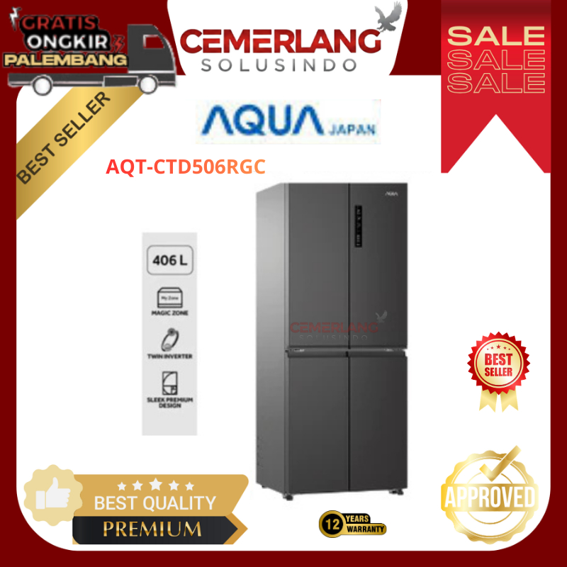 Kulkas Aqua Side By Side 4 Pintu AQRCTD506RGCMB Kulkas 4 Door / Kulkas 4 Pintu