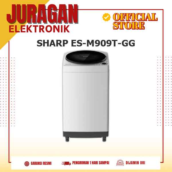 SHARP ES-M909T-GG Mesin Cuci 1 Tabung 9Kg White M909T