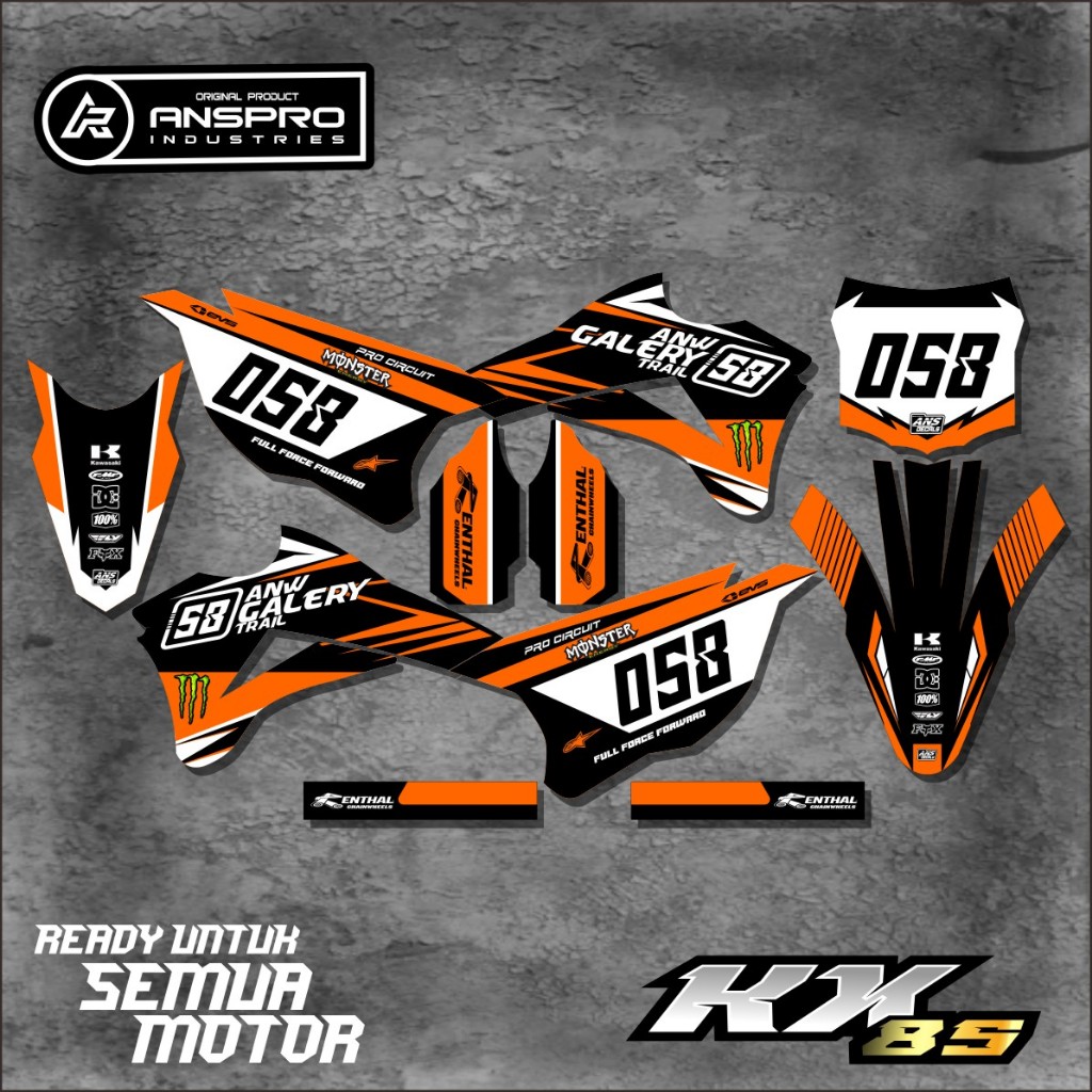DECAL STIKER MOTOR KX 85 DECAL FULL BODY PELINDUNG MOTOR KX 85 BISA REQUEST