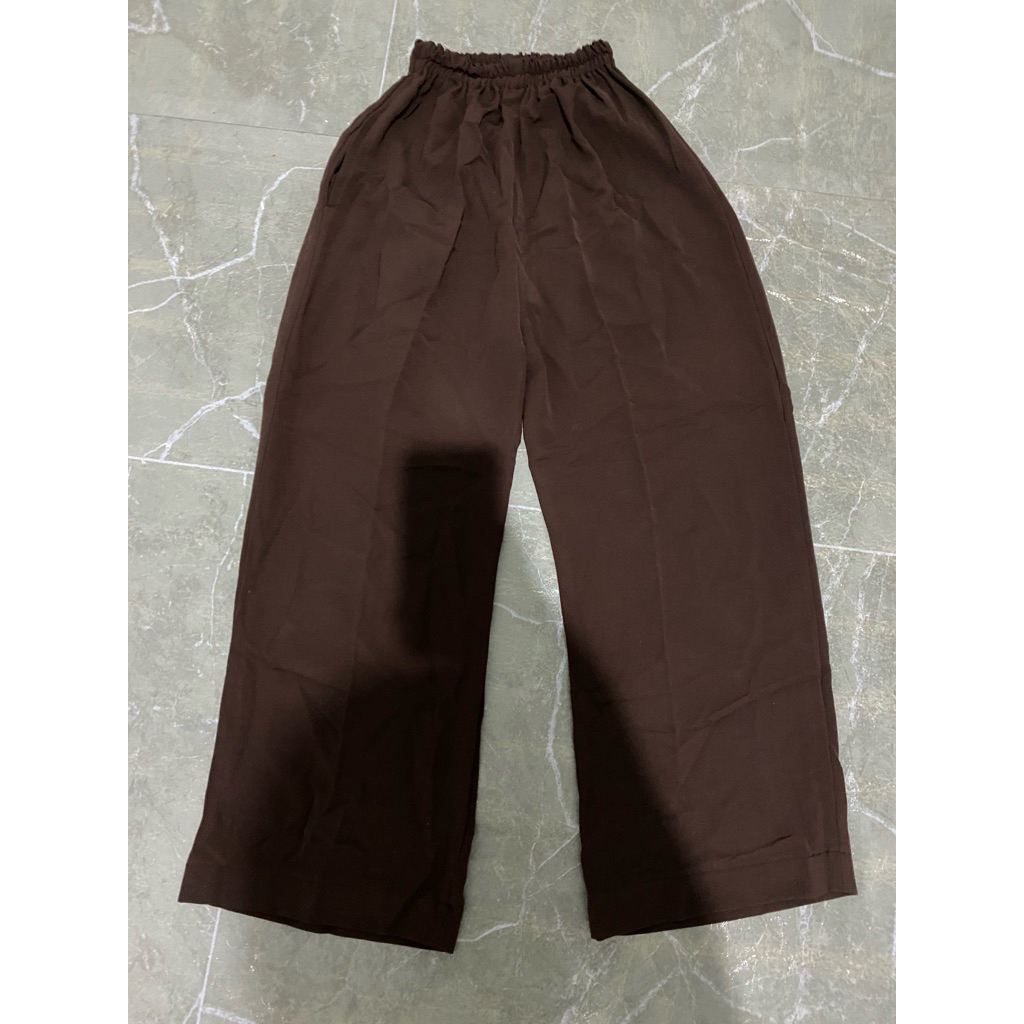 [PRELOVED] Celana Kulot Crinkle Wanita Petite Size Warna Coklat tua