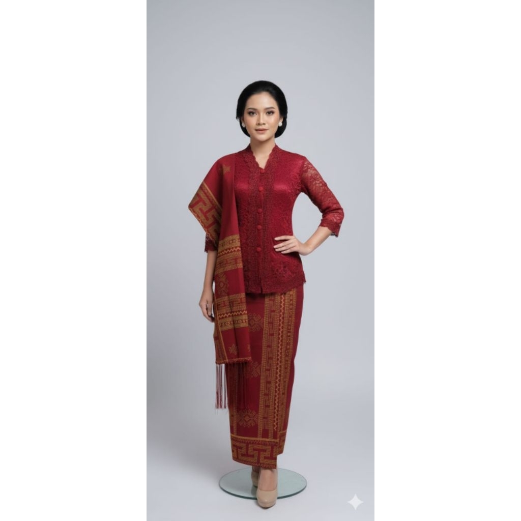 rok songket dan Selendang lebar siap pakai