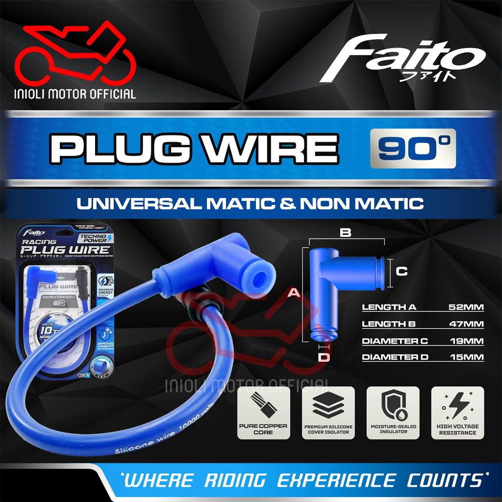 FAITO PLUG WIRE KABEL COP BUSI RACING FAITO BEAT SCOOPY GENIO ADV PCX STYLO SUPRA CRF 150 CB VERZA F