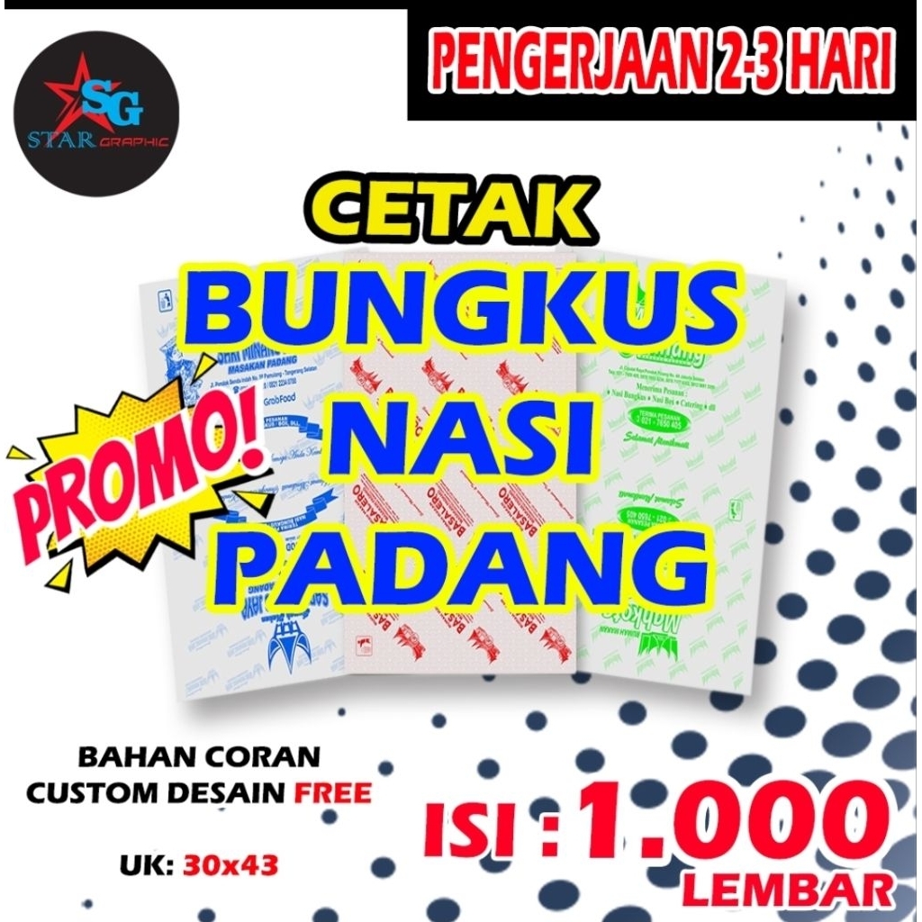 CETAK BUNGKUS NASI PADANG | KERTAS KORAN BUNGKUS I COVER BUNGKUS NASI