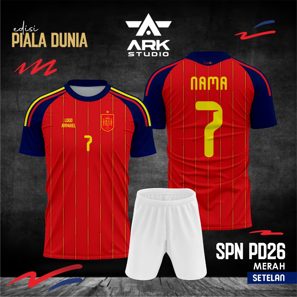 Jersey Sepak Bola Futsal SPN PD26 Merah Setelan Full Printing Custom Nama Nomor Logo – Baju Bola Pri