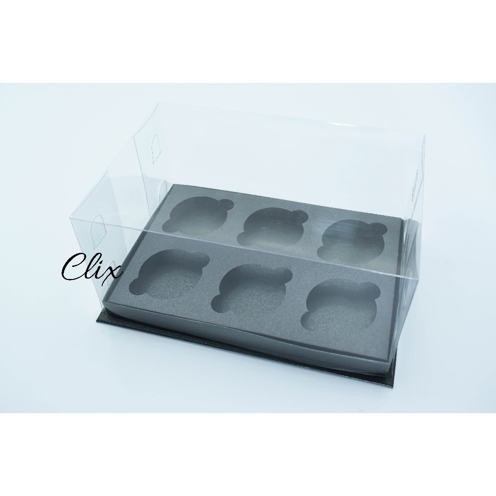 Box cupcake isi 6 hitam