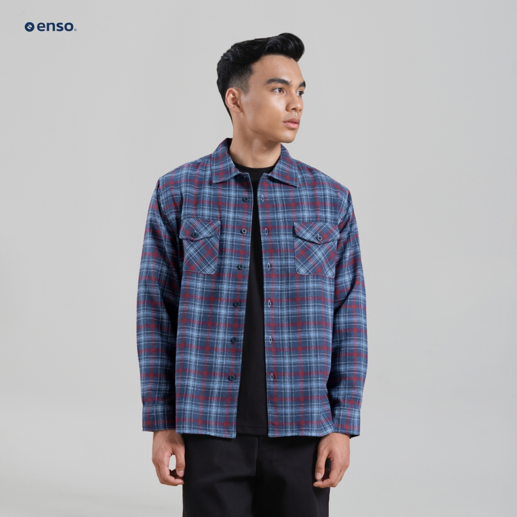 ENSO Kemeja Flanel Lengan Panjang Pria Akerman Casual Long Sleeve Shirt