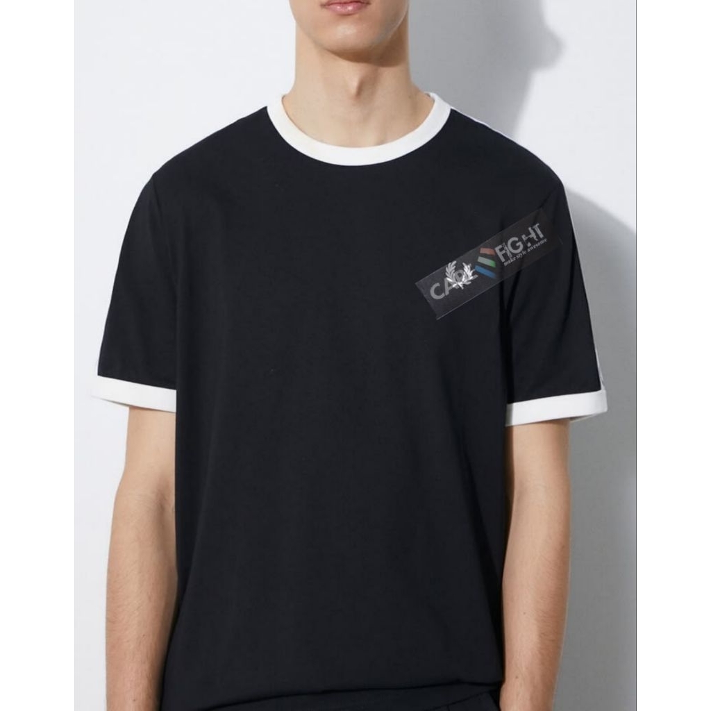 Kaos T-shirt Ringer Casual Fr*d P*rry Hitam Unisex
