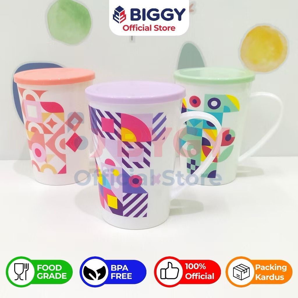 Gelas Tutup Pescara 500ml BIGGY / Cangkir Plastik / Mug Tutup Souvenir Ulang Tahun