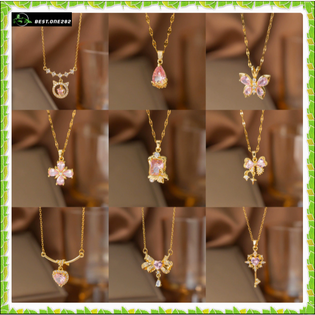 Kalung Titanium Wanita Kalung model terbaru kalung tidak mudah luntur Kalung bahan tembaga berlapis 