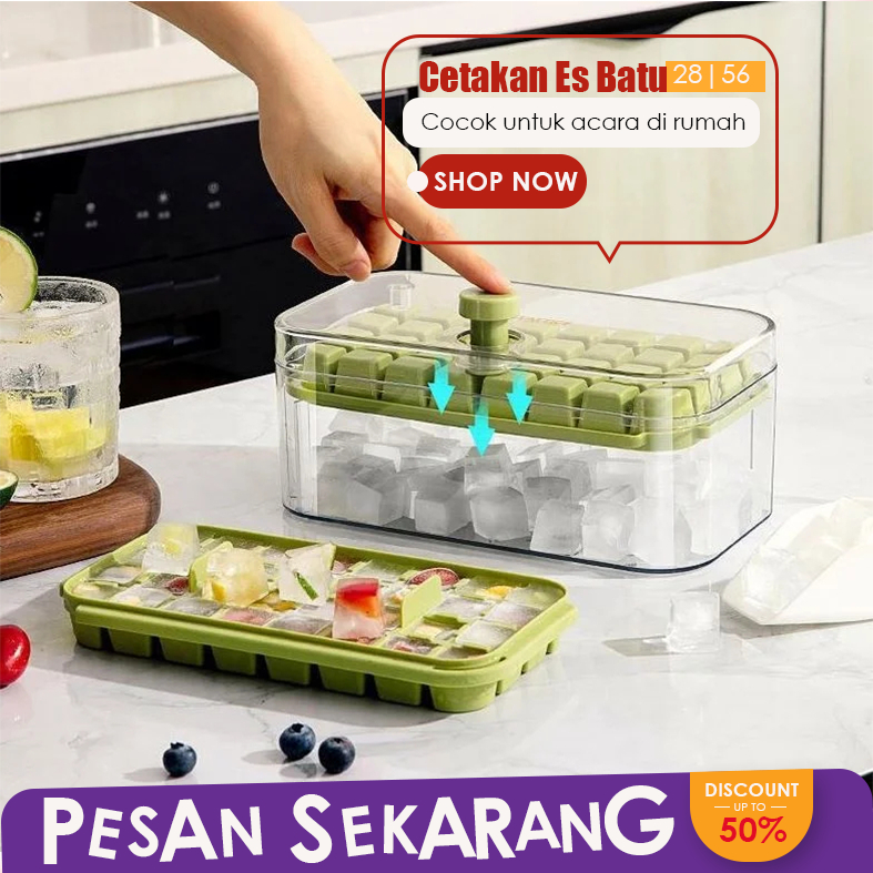 Cetakan Es Batu 28 56 Cube Ice Tray Kristal jumbo Besar Banyak Silicon Silikon Food Grade Box Ice Ma