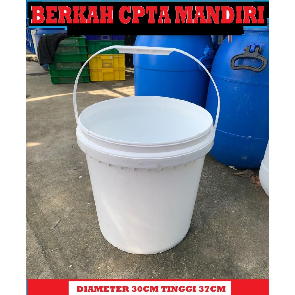 Ember cat kosong 25kg dan tutup bersih anti pecah Plastik - Ember+Tutup