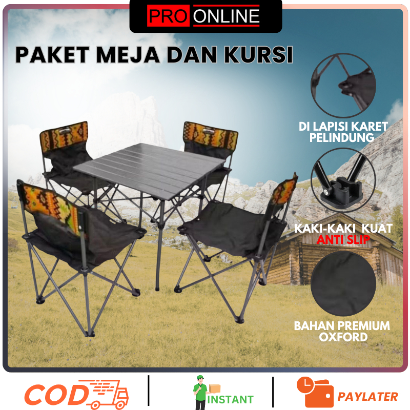 Paket kursi lipat dan meja lipat camping murah - Kursi meja lipat traveling - Kursi mancing portable